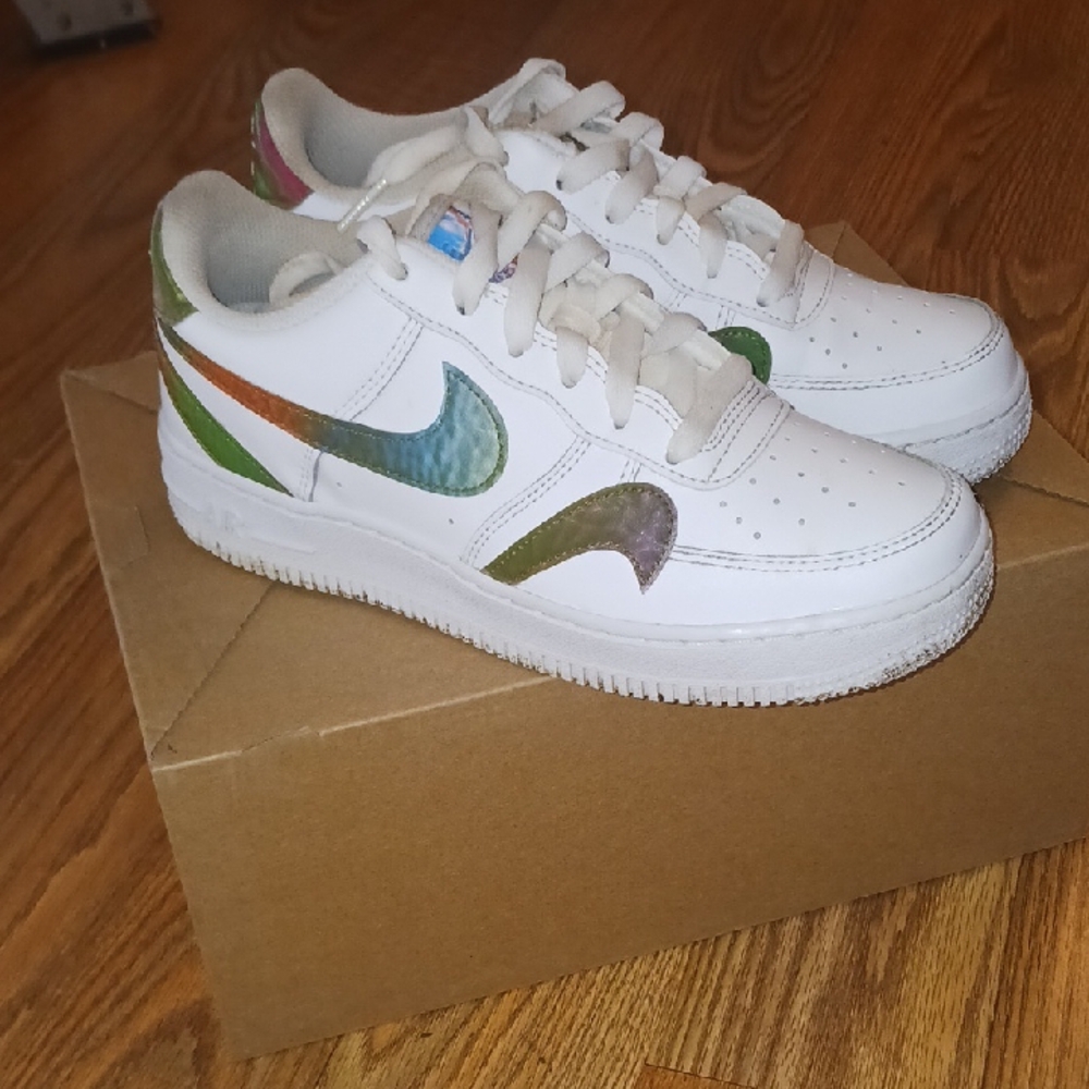 Kids White and Multicolor Nike Shoes